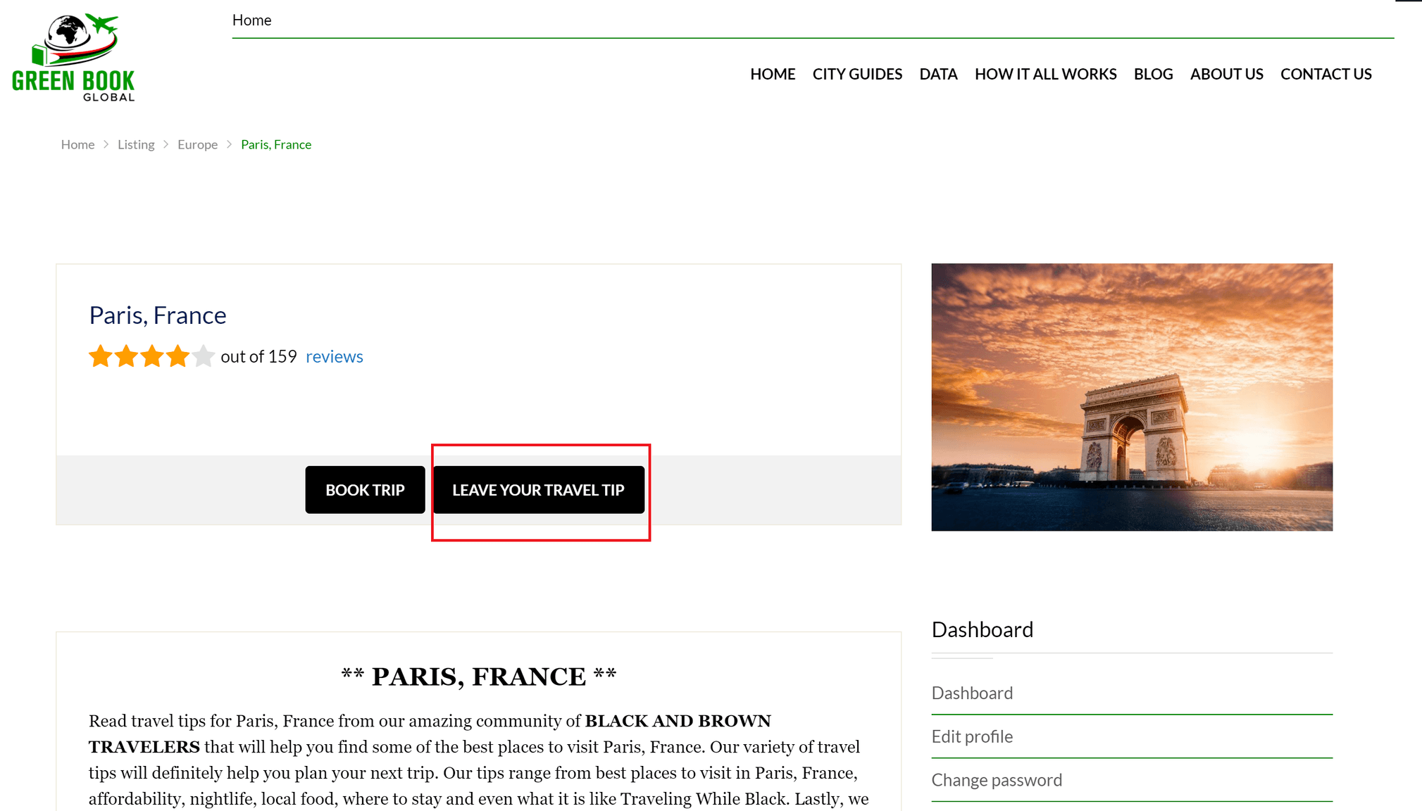 Leave a Travel Tip Button